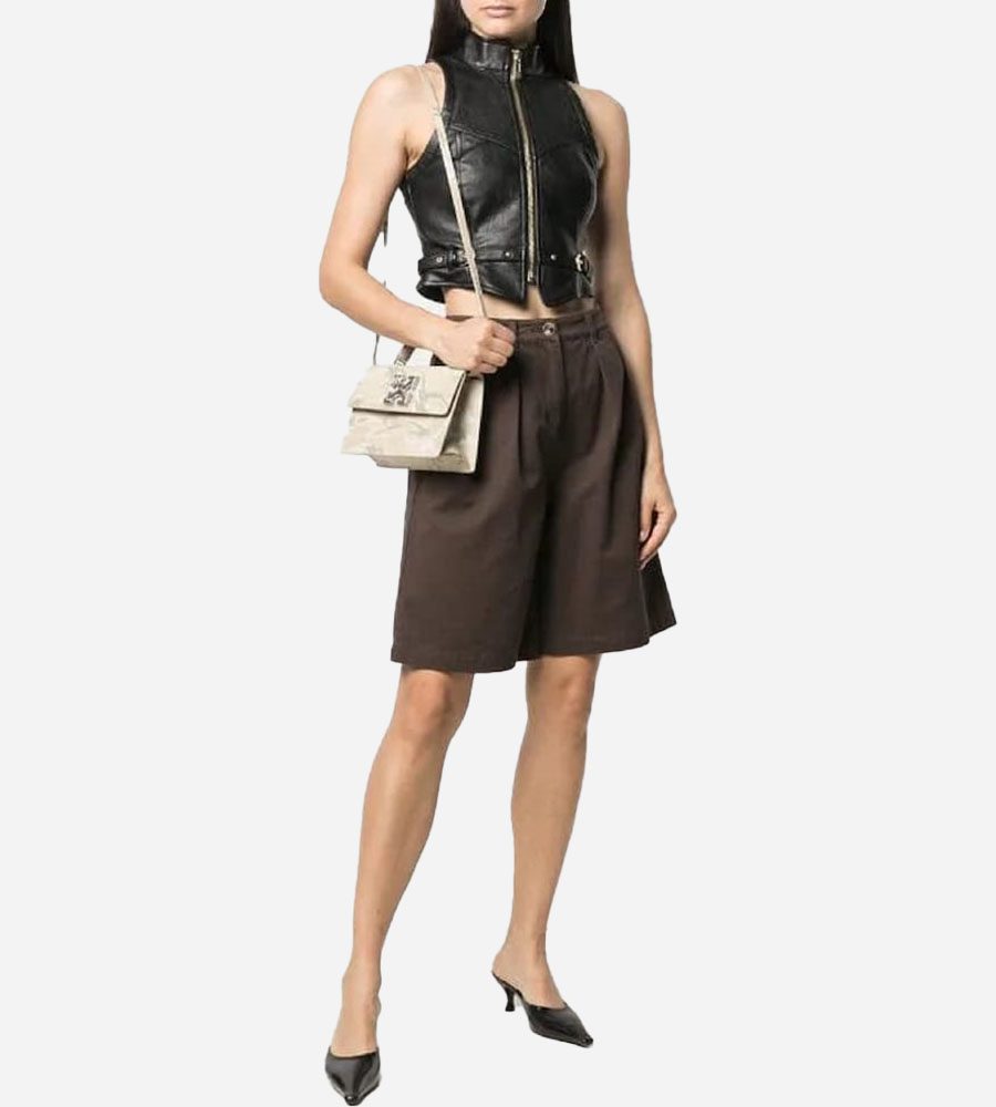 Women's Trendy Leather Vest In Black