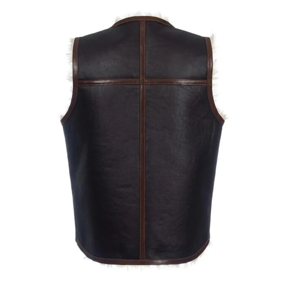 Men's Dark Brown Shearling Leather Vest