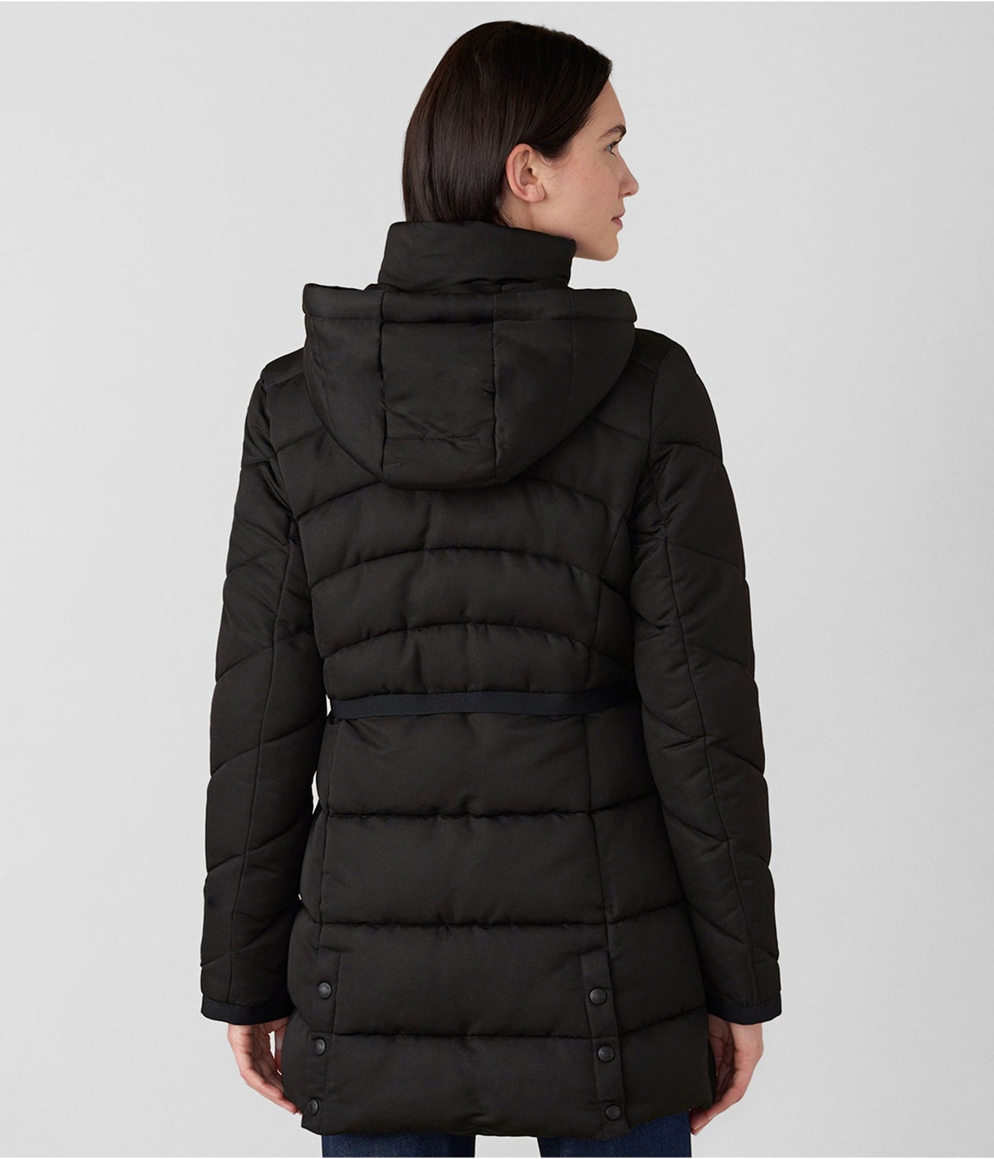 Women's Fur Hooded Puffer Coat In Black