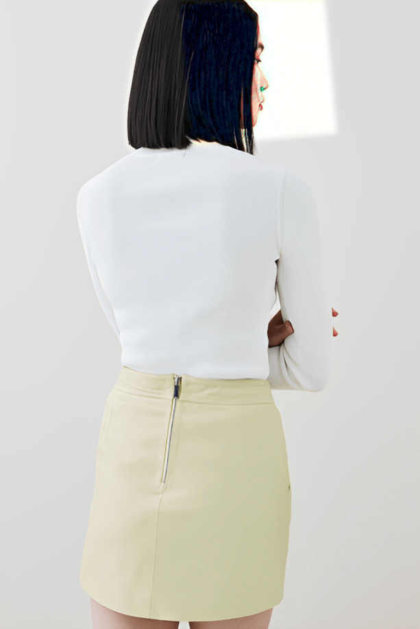 Women's Leather Mini Skirt In Lime
