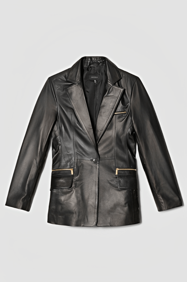 Women's Black Leather Blazer