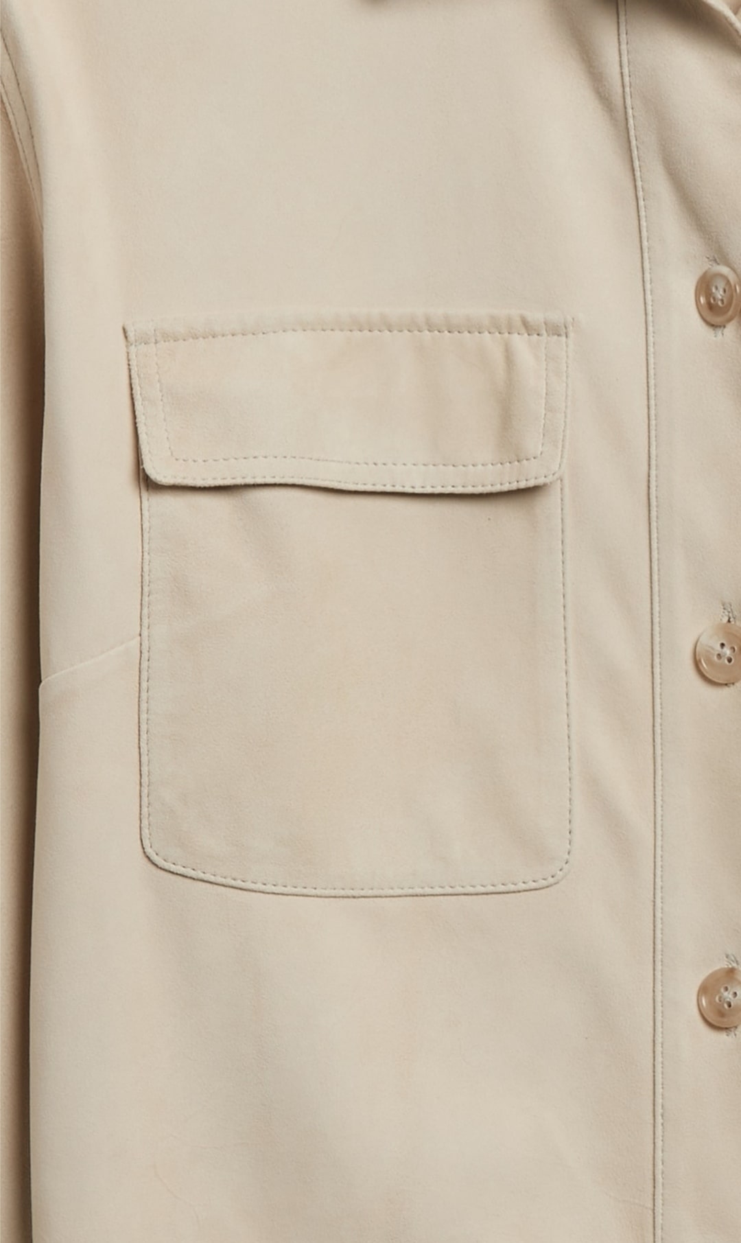 Women's Full Sleeve Leather Shirt In Beige