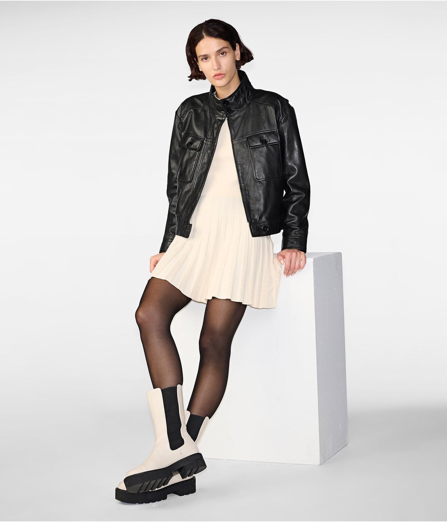 Women's Harrington Leather Jacket In Black