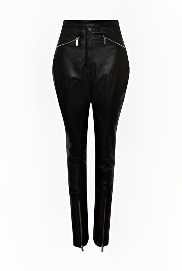 Women's Leather Biker Pant In Black