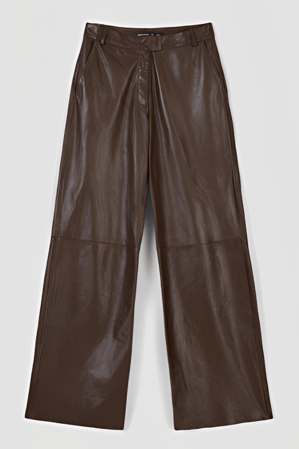 Women's Leather Pant In Chocolate Brown