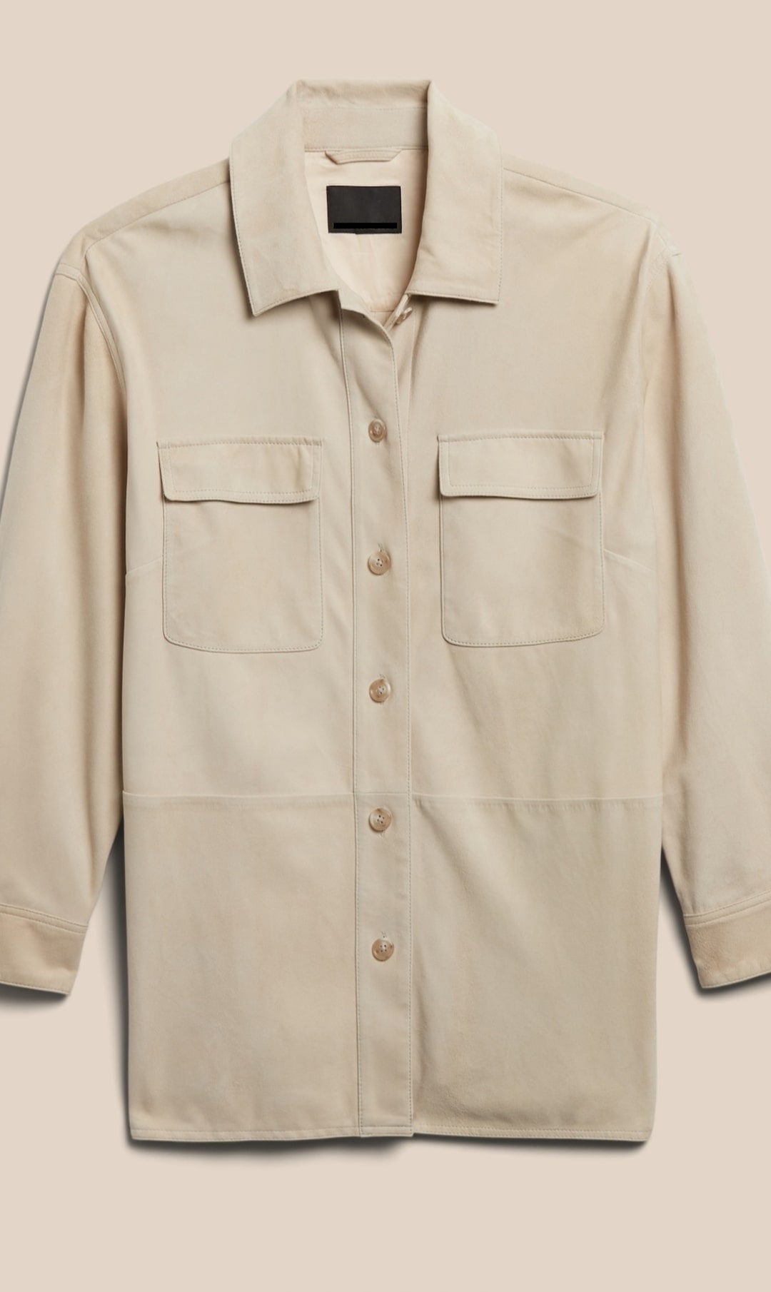 Women's Full Sleeve Leather Shirt In Beige