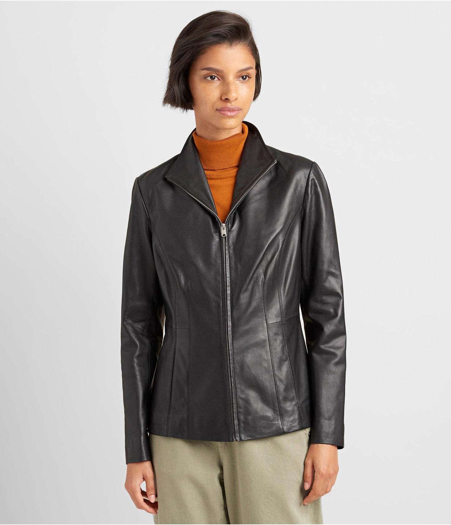 Women's Scuba Leather Jacket In Black
