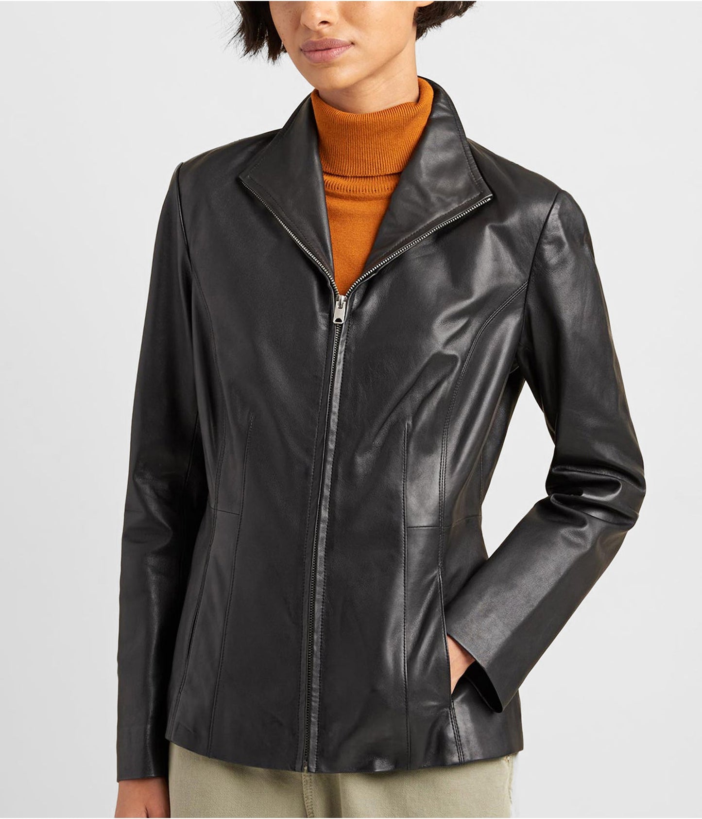 Women's Scuba Leather Jacket In Black