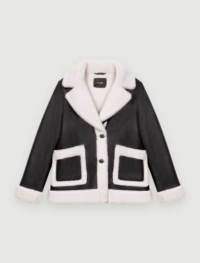 Women's Shearling Leather Jacket In Black