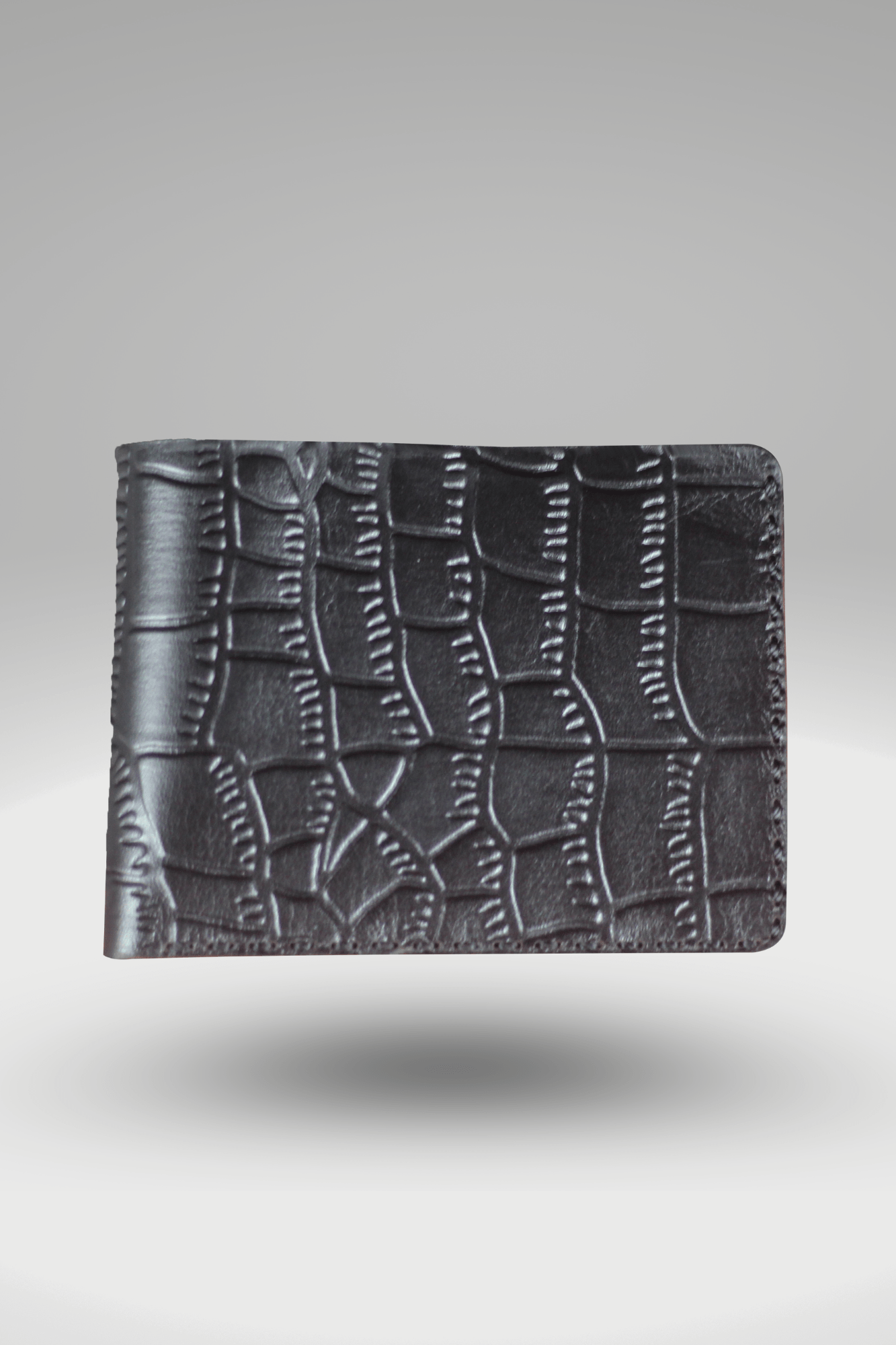 Men s Crocodile Leather Mini Wallet in Black Arcane Fox