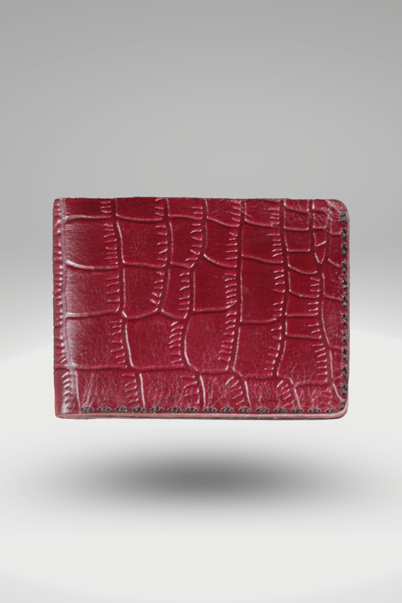 Men's Maroon Genuine Cowhide Leather Wallet With Crocodile Textured Finish