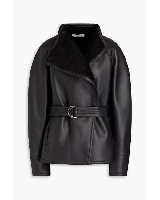 Women's Shearling Leather Jacket With Belted Waist