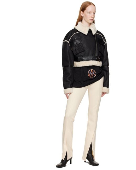 Women's Cropped Shearling Jacket In Black