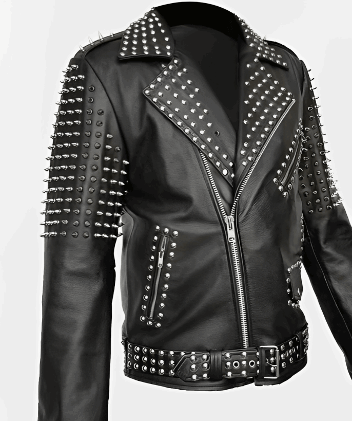 Punk leather jacket mens outlet