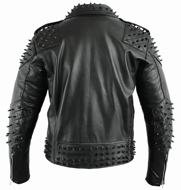 Men's Black Studded Leather Biker Jacket