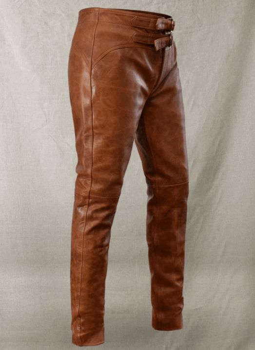 Men's Distressed Leather Pant In Brown