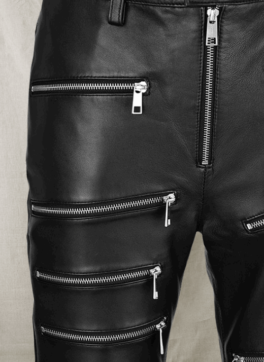 Men's Leather Biker Pant In Black