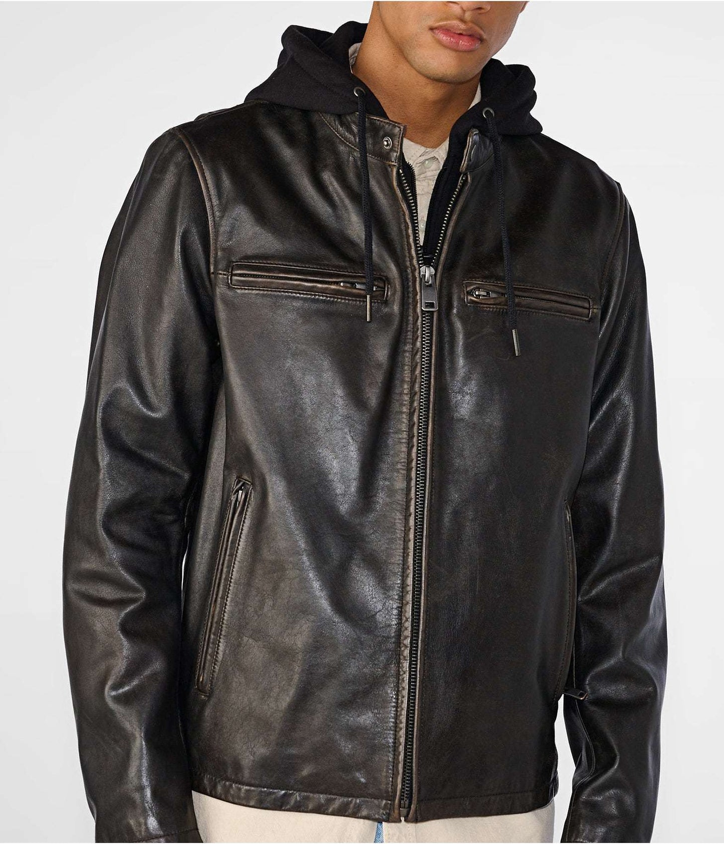 Men's Black Cafe Racer Leather Jacket