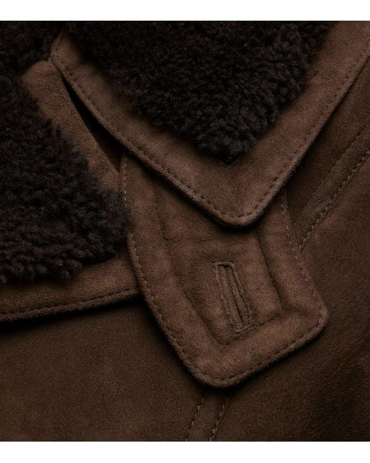 Men's Suede Leather Sheepskin Blazer In Brown