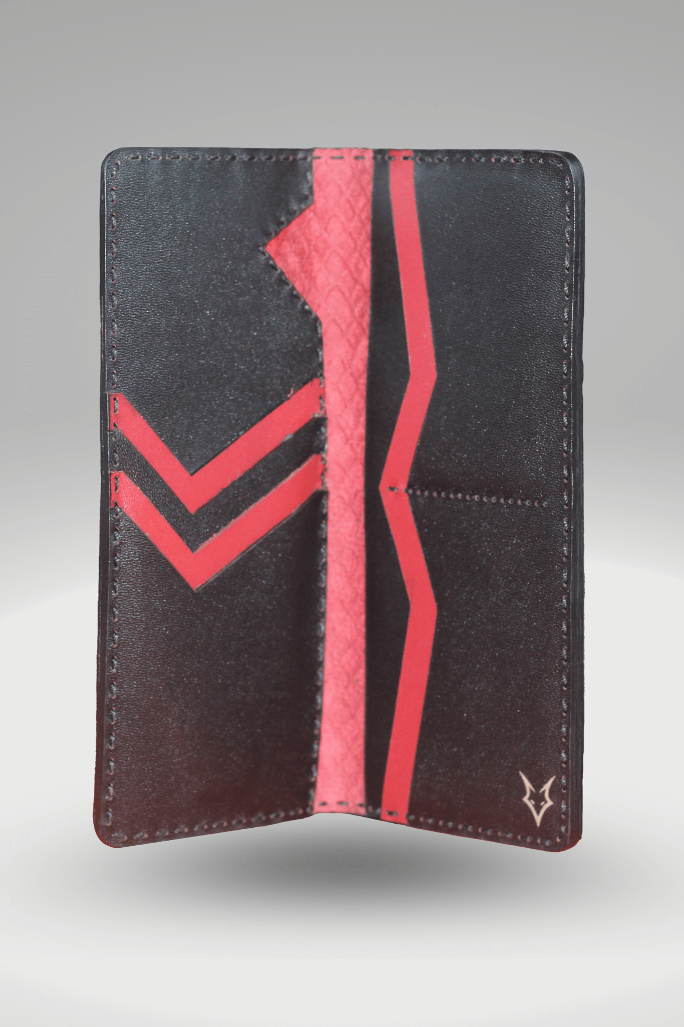 Unisex Genuine Leather Wallet With Black Hand-Tipped Maroon Python Textured Finish