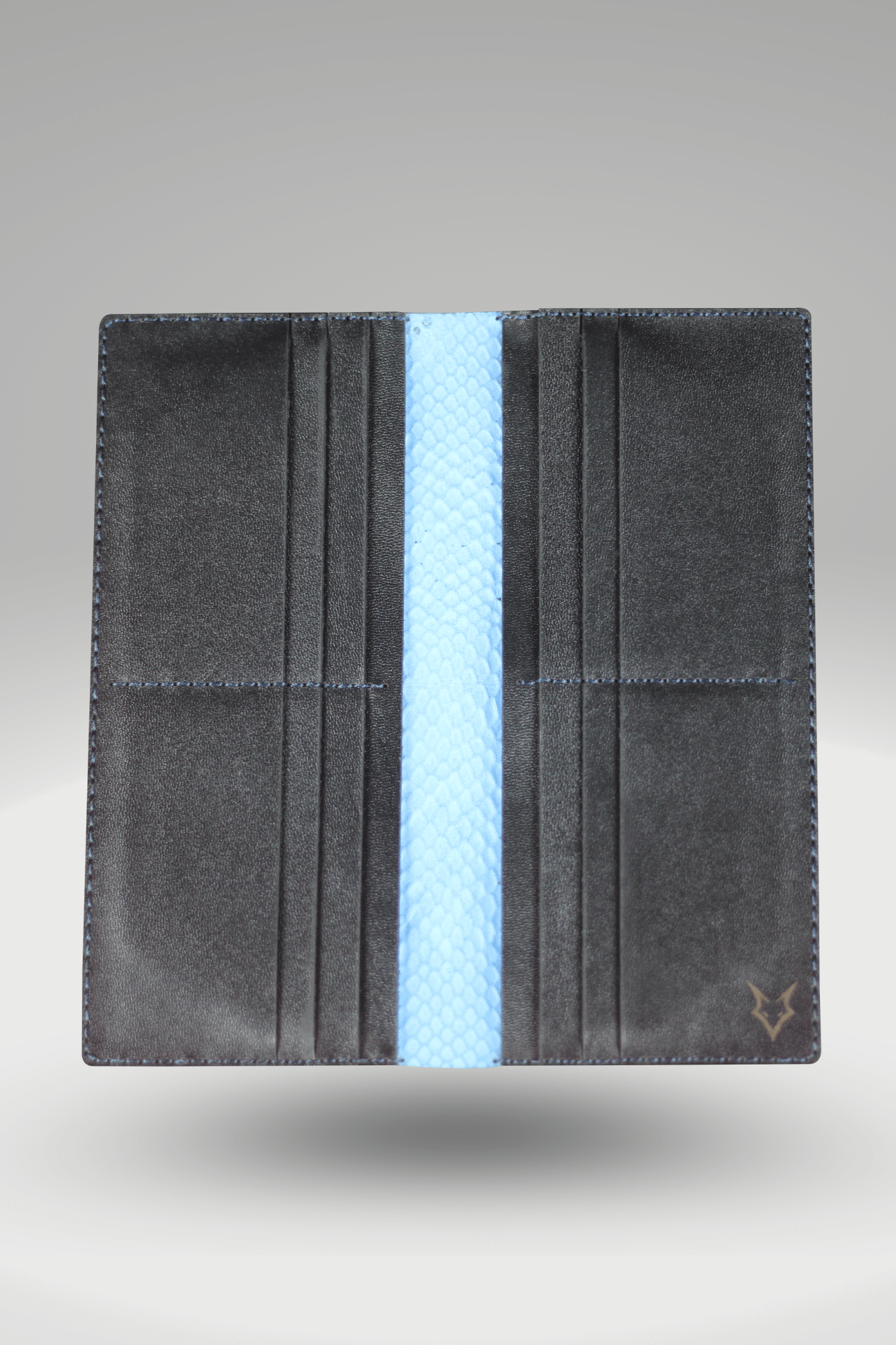 Unisex Genuine Leather Wallet With Blue Python Textured Finish