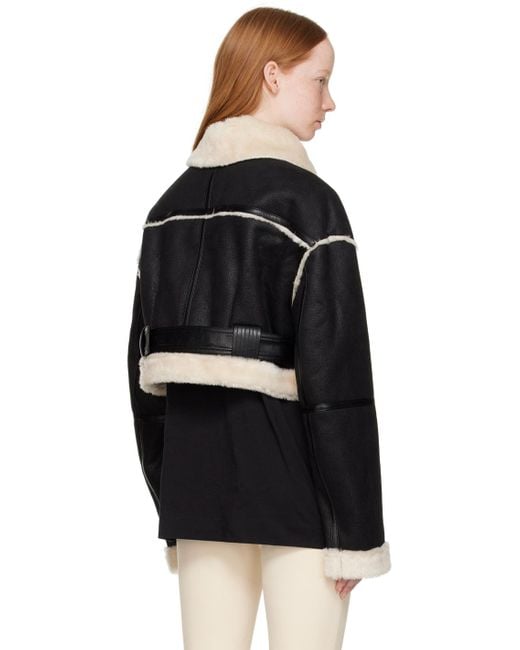 Women's Cropped Shearling Jacket In Black