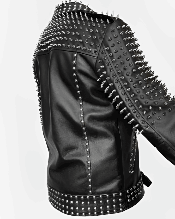 Leather studded 2025 biker jacket