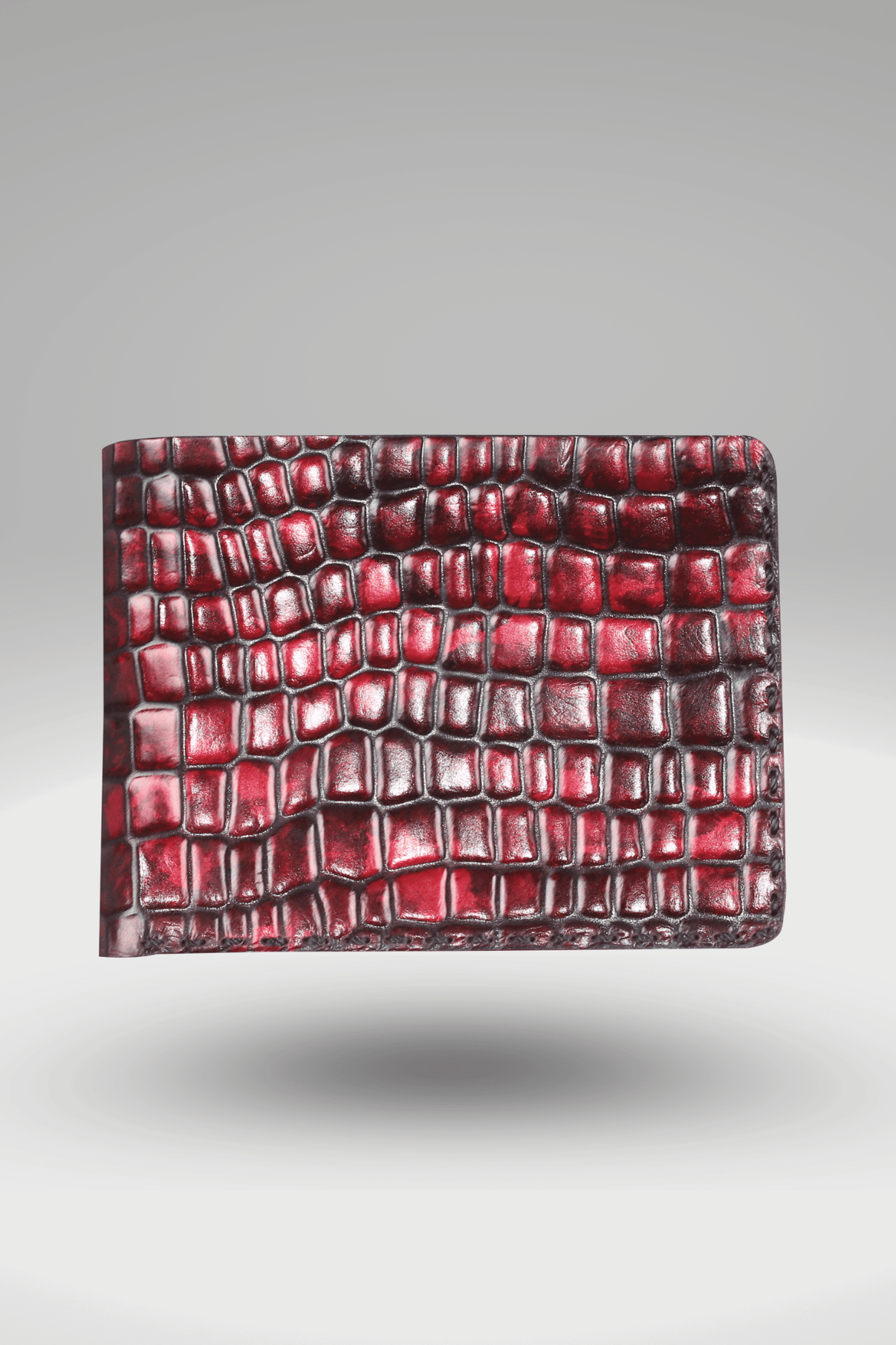 Men's Genuine Exotic Animal Skin Wallet ~ billetera ~ CARTERAS Burgundy ~ Maroon ~ Wine Color Genuine Stingray Rowstone Finish Card Holder Wallet