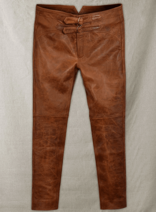 Men's Distressed Leather Pant In Brown