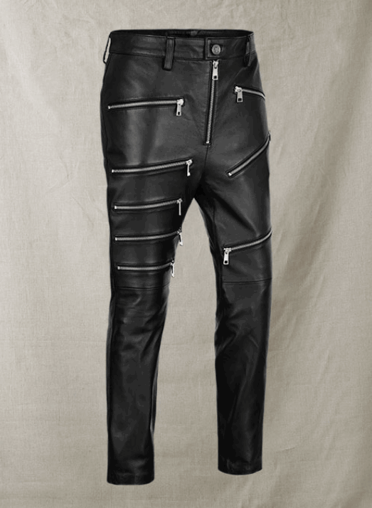 Men's Leather Biker Pant In Black