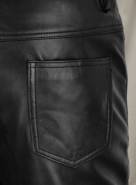 Men's Leather Biker Pant In Black