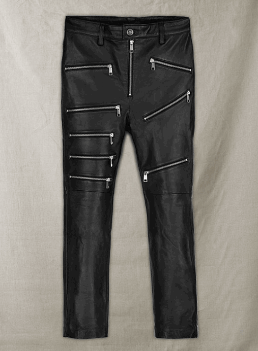 Men's Leather Biker Pant In Black