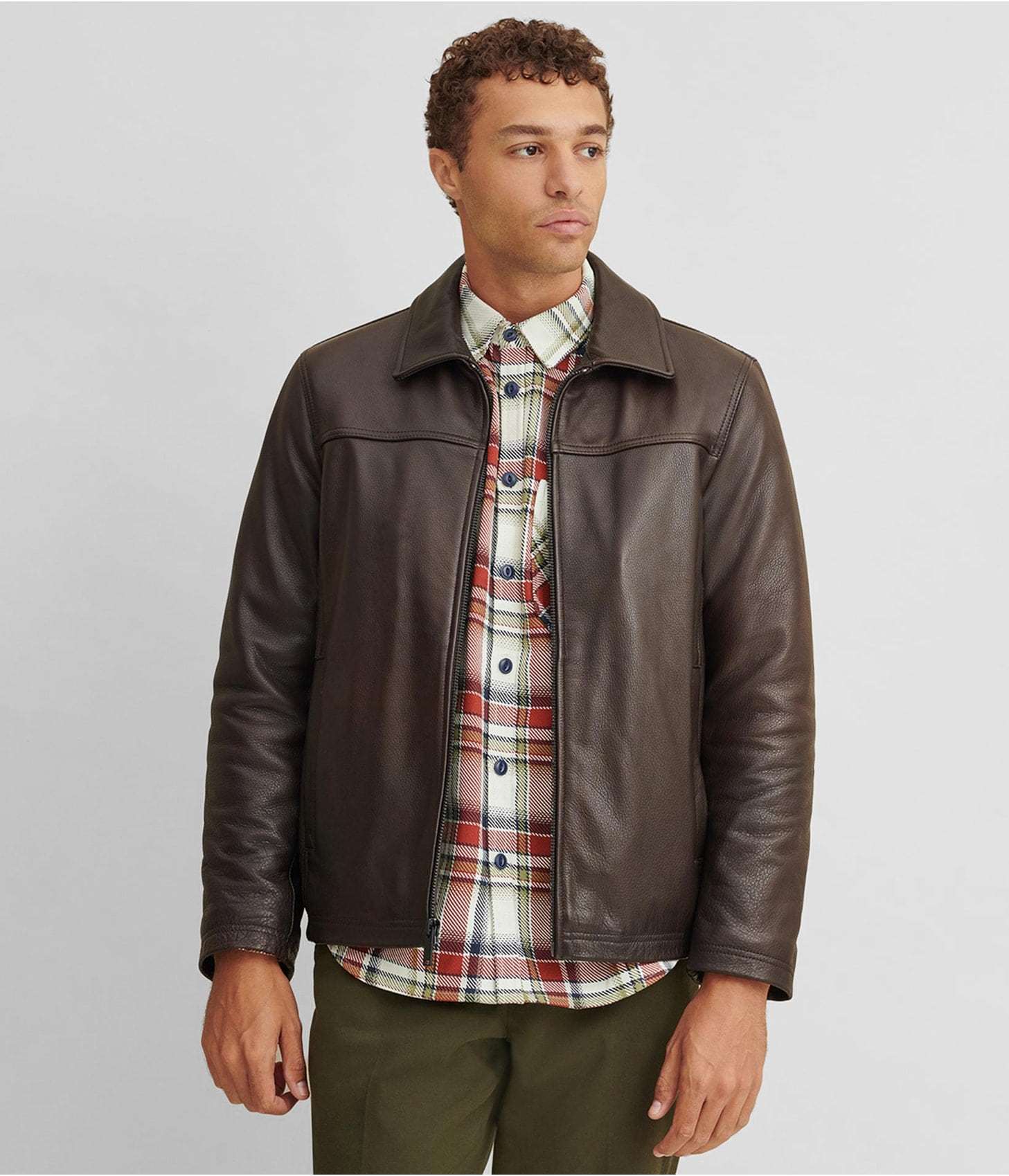 Classic Men's Dark Brown Leather Jacket