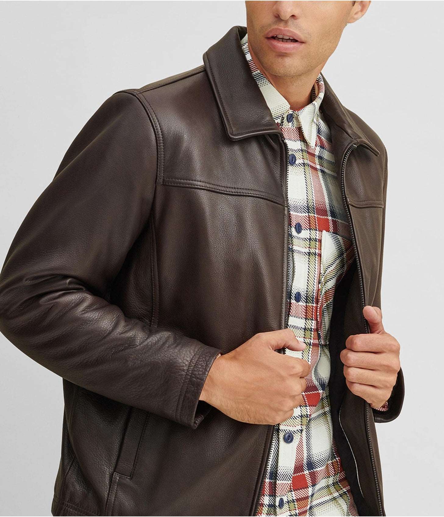 Classic Men's Dark Brown Leather Jacket