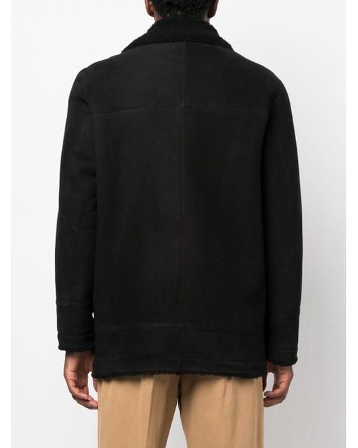 Men's Suede Leather Sheepskin Blazer In Black