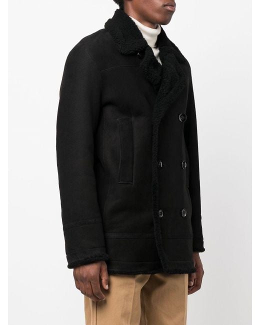 Men's Suede Leather Sheepskin Blazer In Black