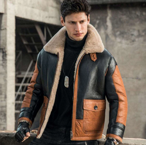 Men's Aviator Sheepskin Leather Jacket In Black - Arcane Fox Men's Aviator Sheepskin Leather Jacket In Black - Arcane Fox