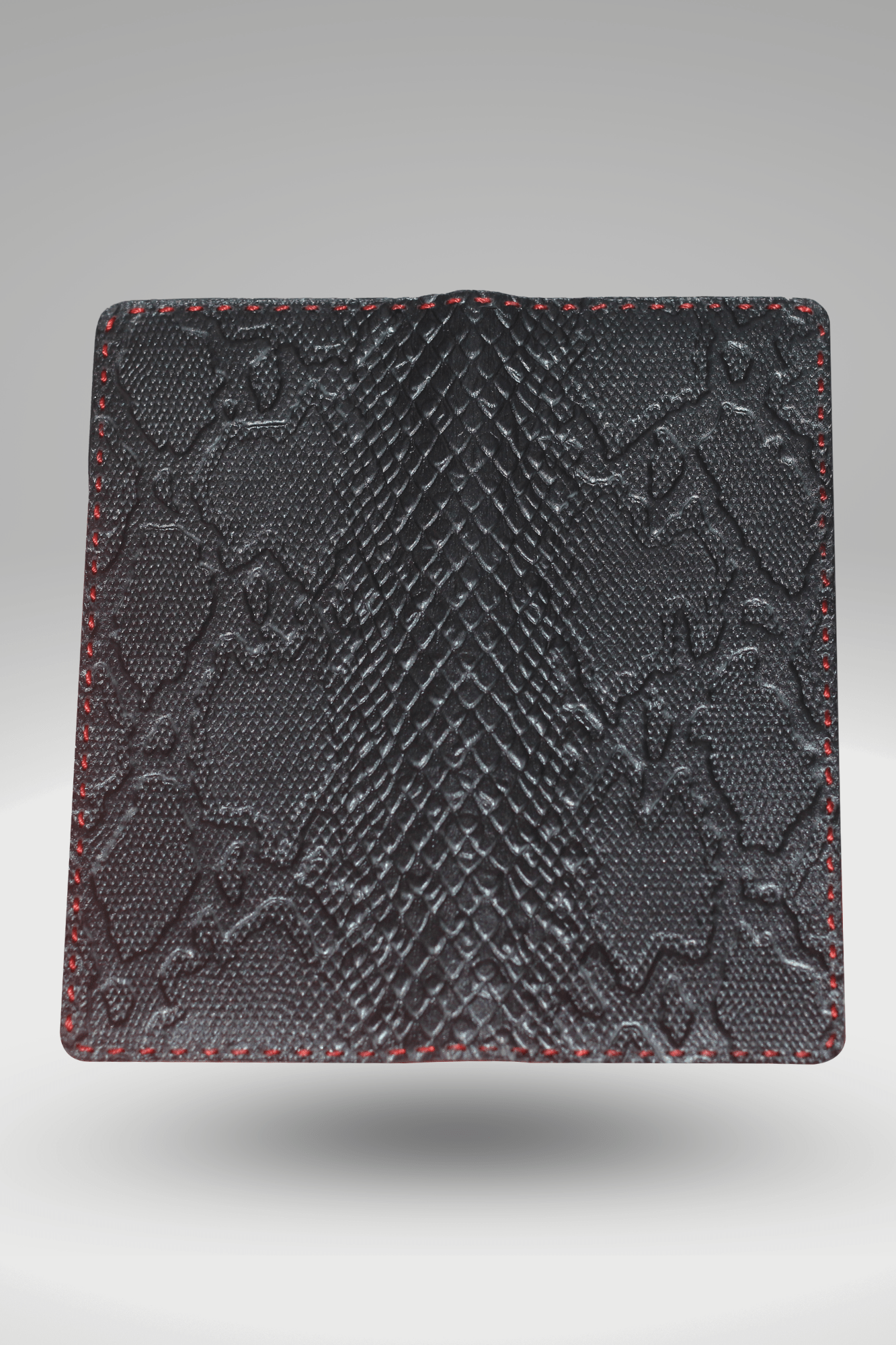 Unisex Genuine Leather Wallet In Black Python Textured Finish