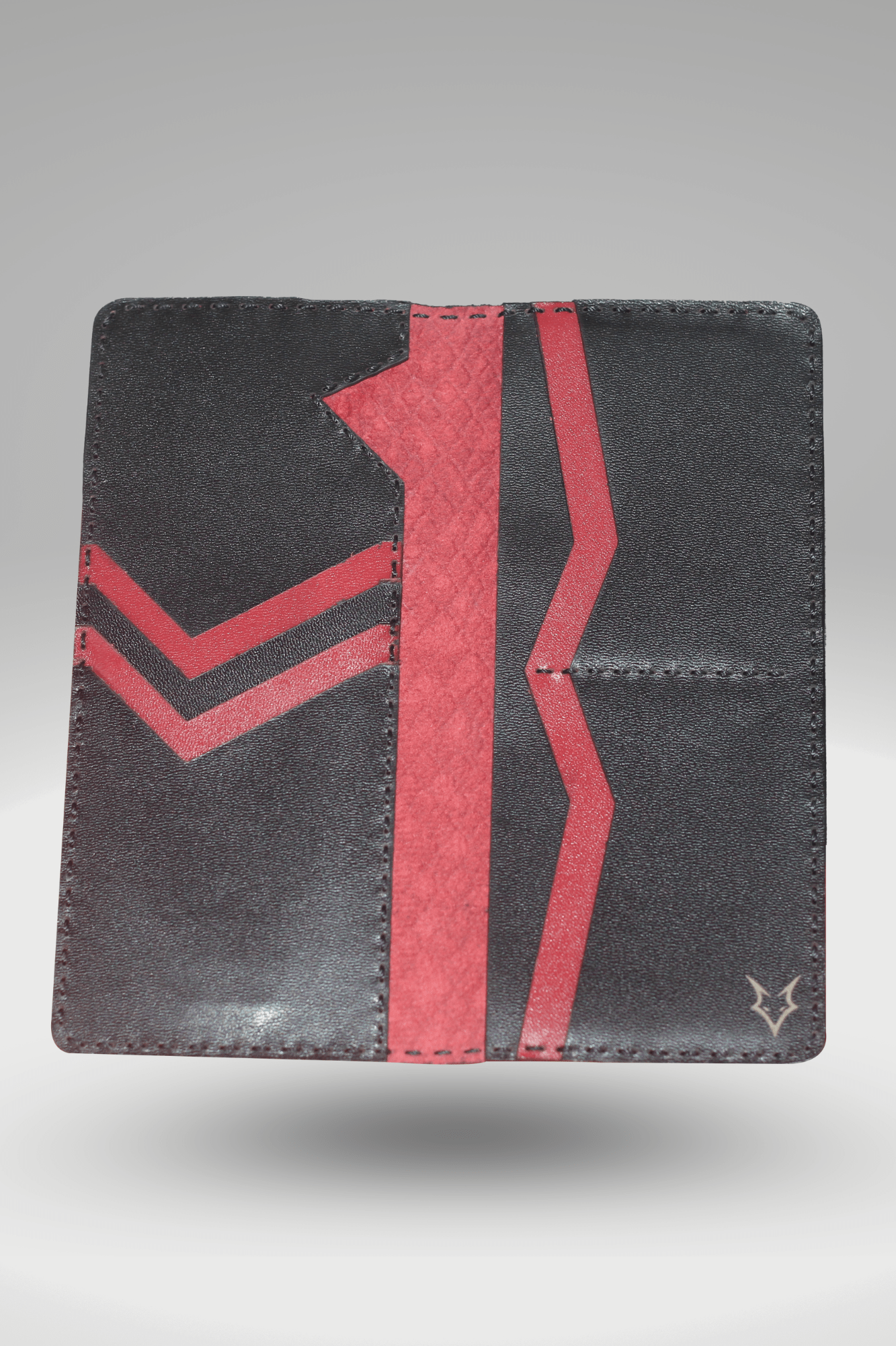 Unisex Genuine Leather Wallet With Perforated Red & Black Camouflage Textured Finish