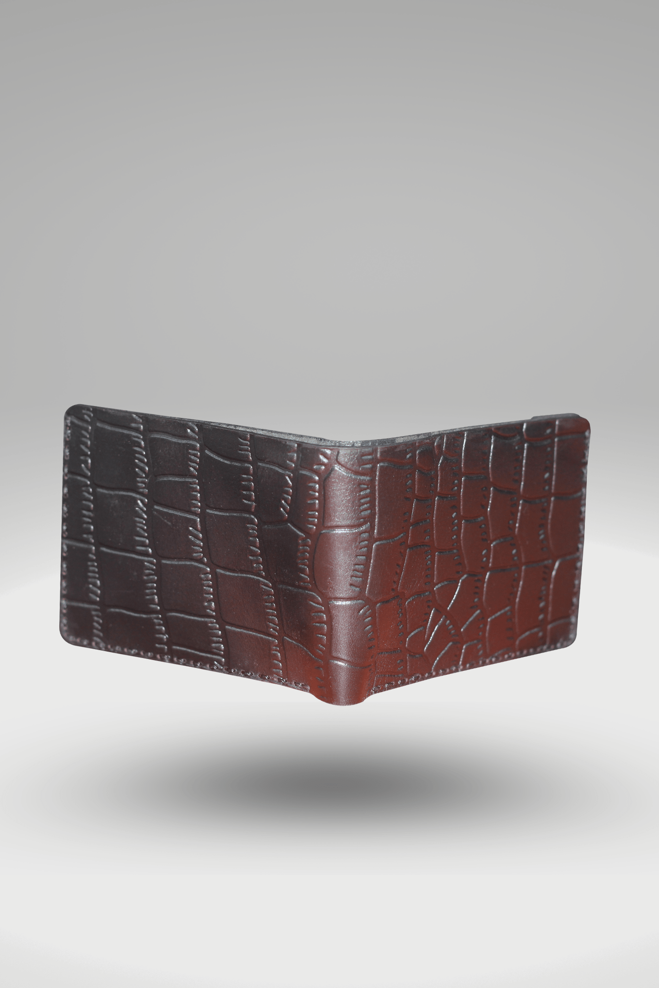 Men's Black Genuine Cowhide Leather Wallet With Crocodile Textured Finish