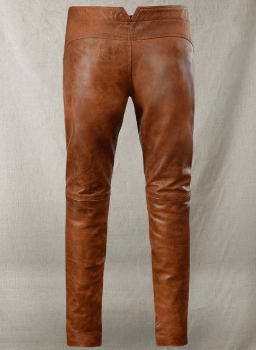 Men's Distressed Leather Pant In Brown