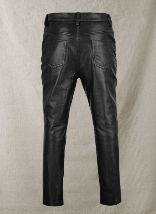 Men's Leather Biker Pant In Black