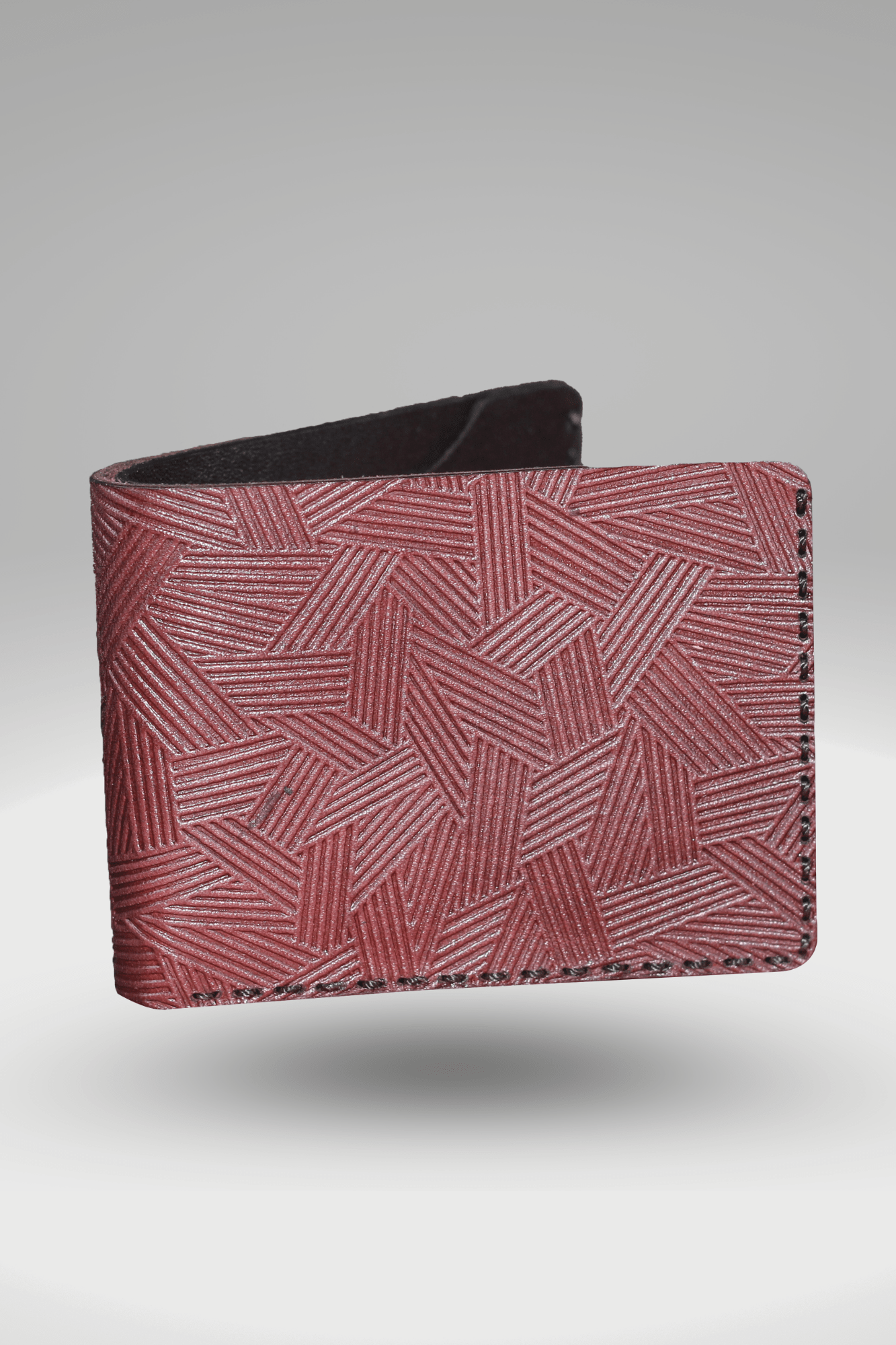 Men's Maroon Genuine Cowhide Leather Wallet With Lining Textured Finish