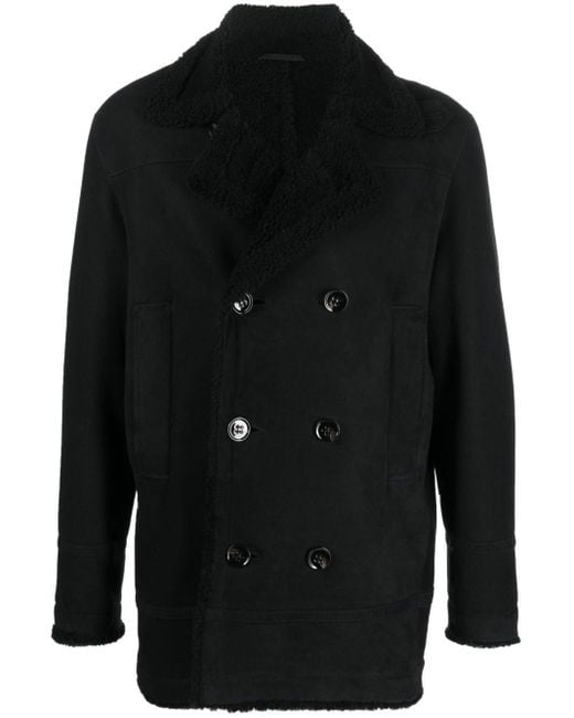 Men's Suede Leather Sheepskin Blazer In Black