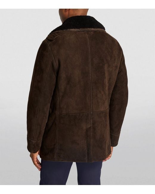 Men's Suede Leather Sheepskin Blazer In Brown