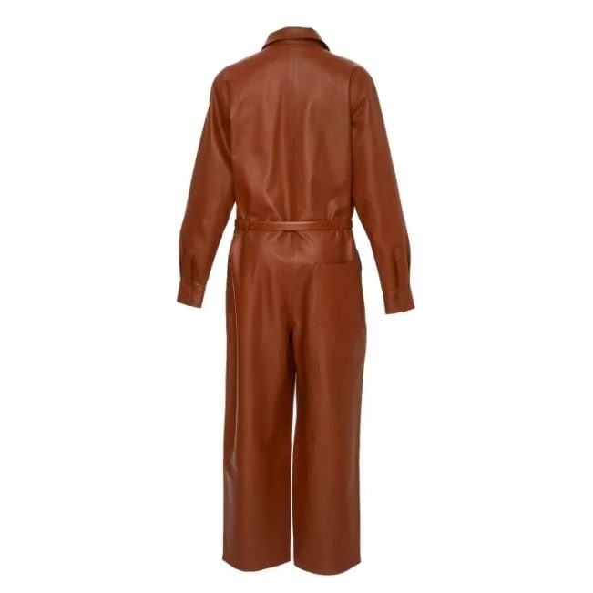 Women's Leather Jumpsuit In Brown