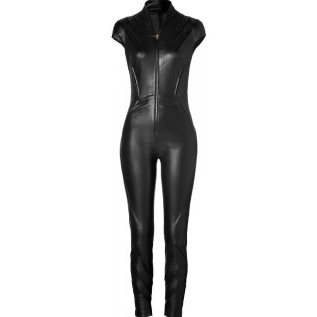 Women's Black Leather Jumpsuit