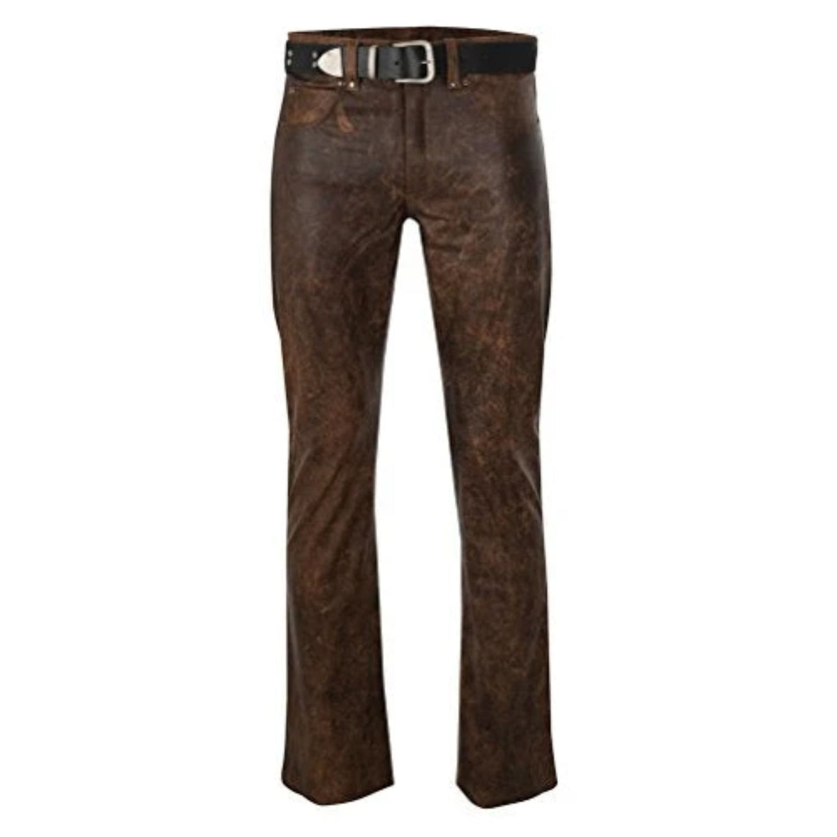 Men's Dark Brown Distressed Leather Pant