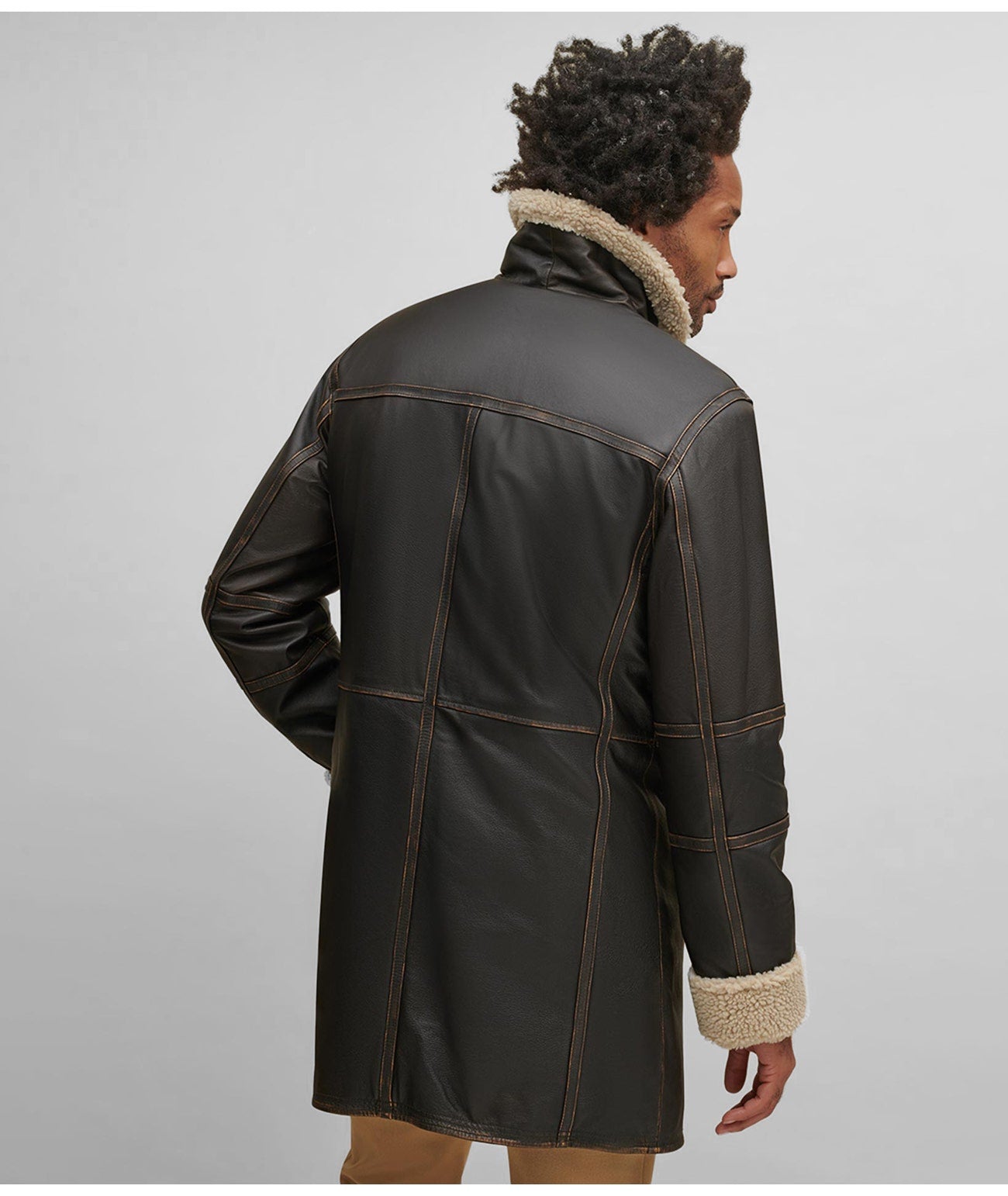 Men's B7 Shearling Leather Coat In Dark Brown