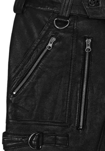 Men's Black Biker Leather Pant